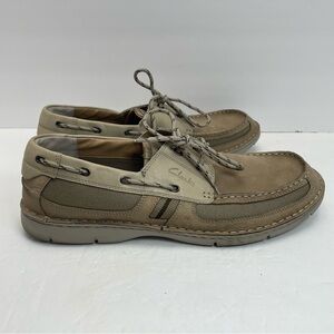 Clarks Mens 13 Waterloo XTR Lite Nubuck Leather Brown Boat Shoes Lace Up NICE